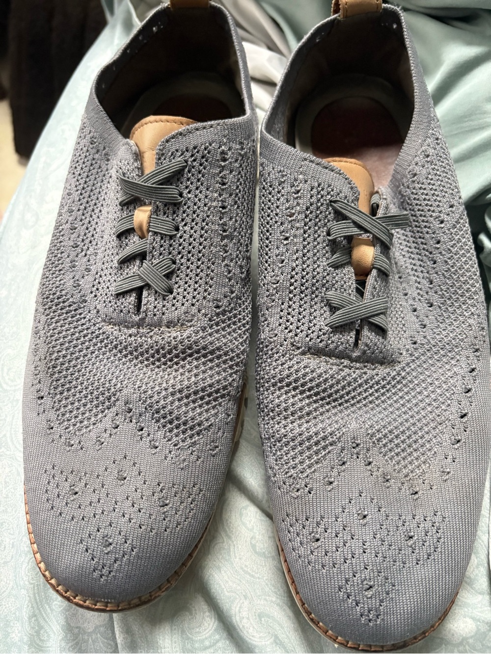 Cole Haan Men's Gray Knit Lace-Up Casual Shoes 10 1/2
